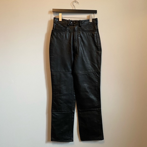 100% genuine leather vintage straight leg pants - Picture 3 of 4
